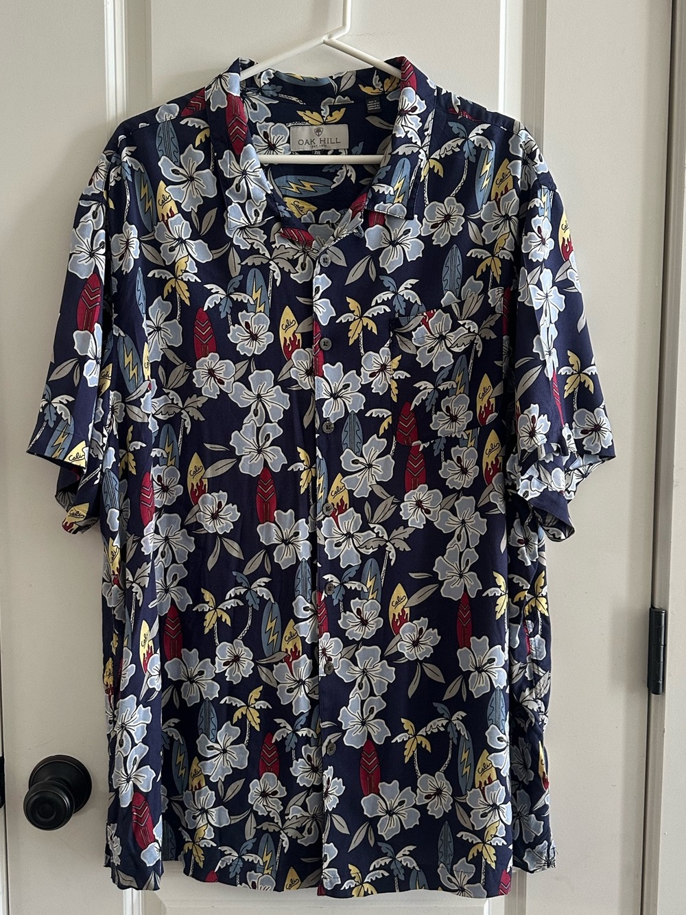 Oak Hill Navy Floral Short-Sleeve Button-Down Shirt